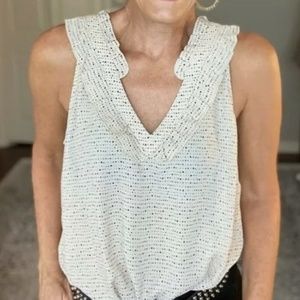 Cabi New NWOT Morse Code Top #4179 Soft White w black print L